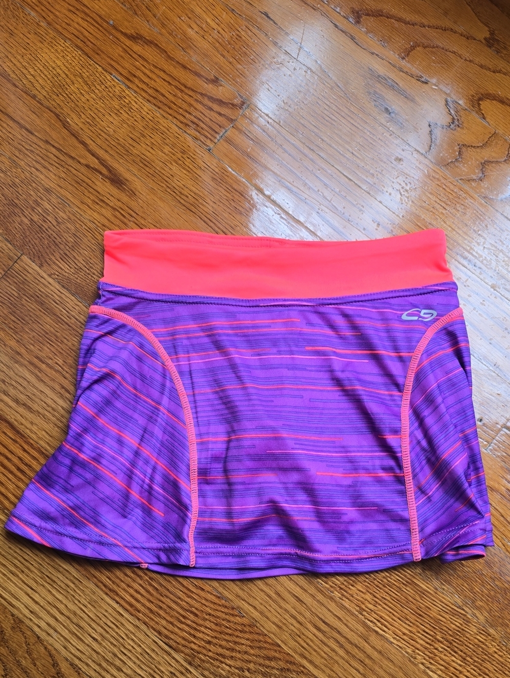 Champion M 7-8 Purple Skort with Neon Coral Waistband and Trim